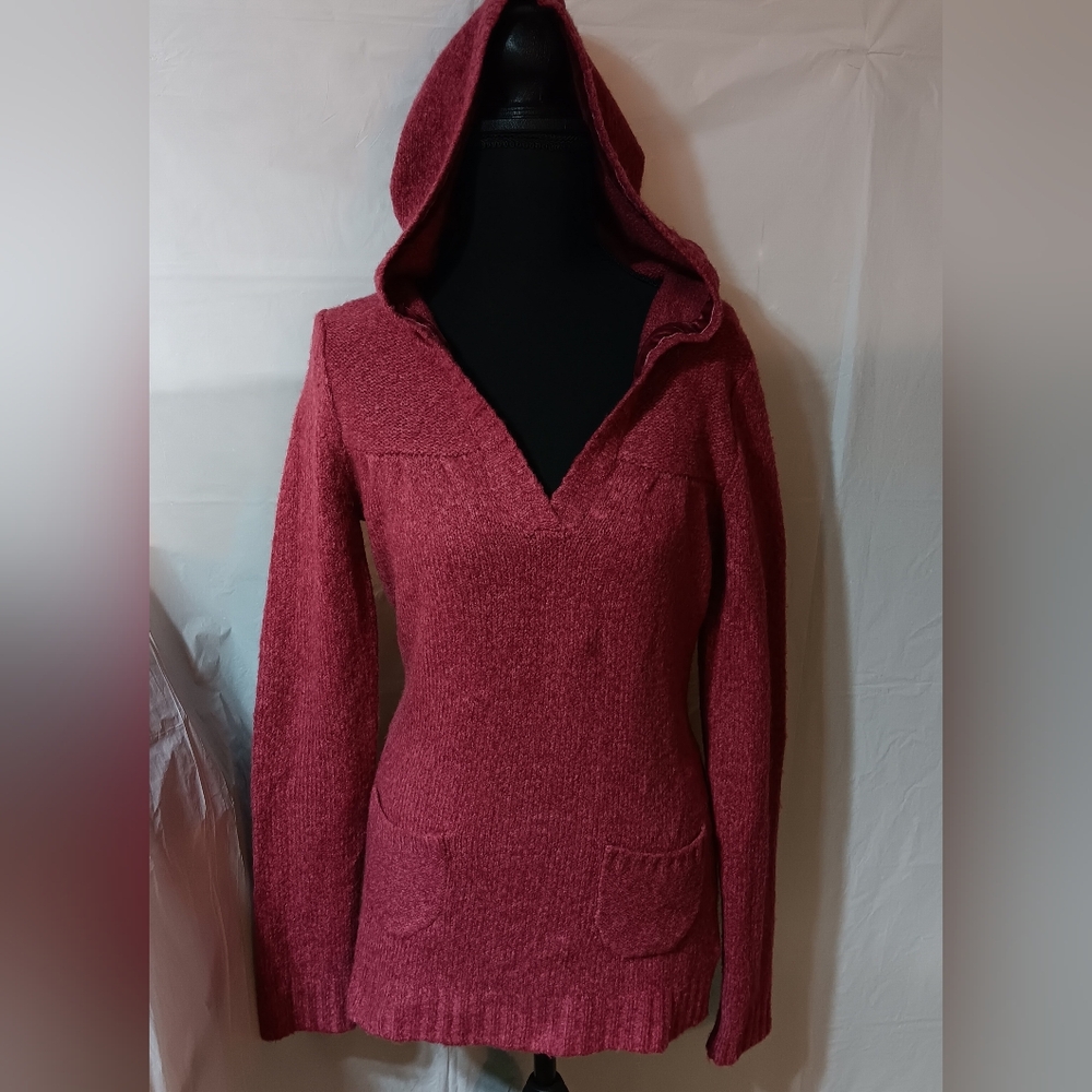 Maurices Women's M Knit Sweater Pullover-Hooded-Long Sleeve Rose Color